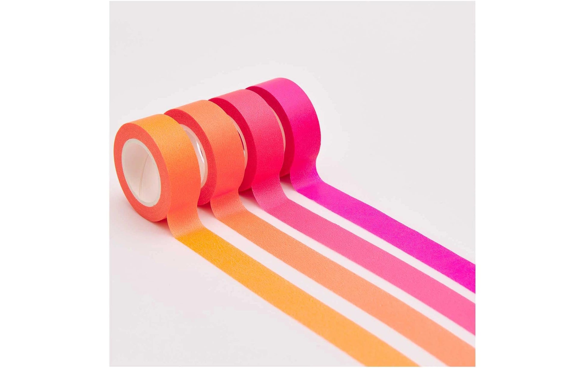 Rico Design Washi Tape – 15 mm × 10 m, neonorange, pink, rot – 4 Rollen, Papier, entfernbar, FSC Mix