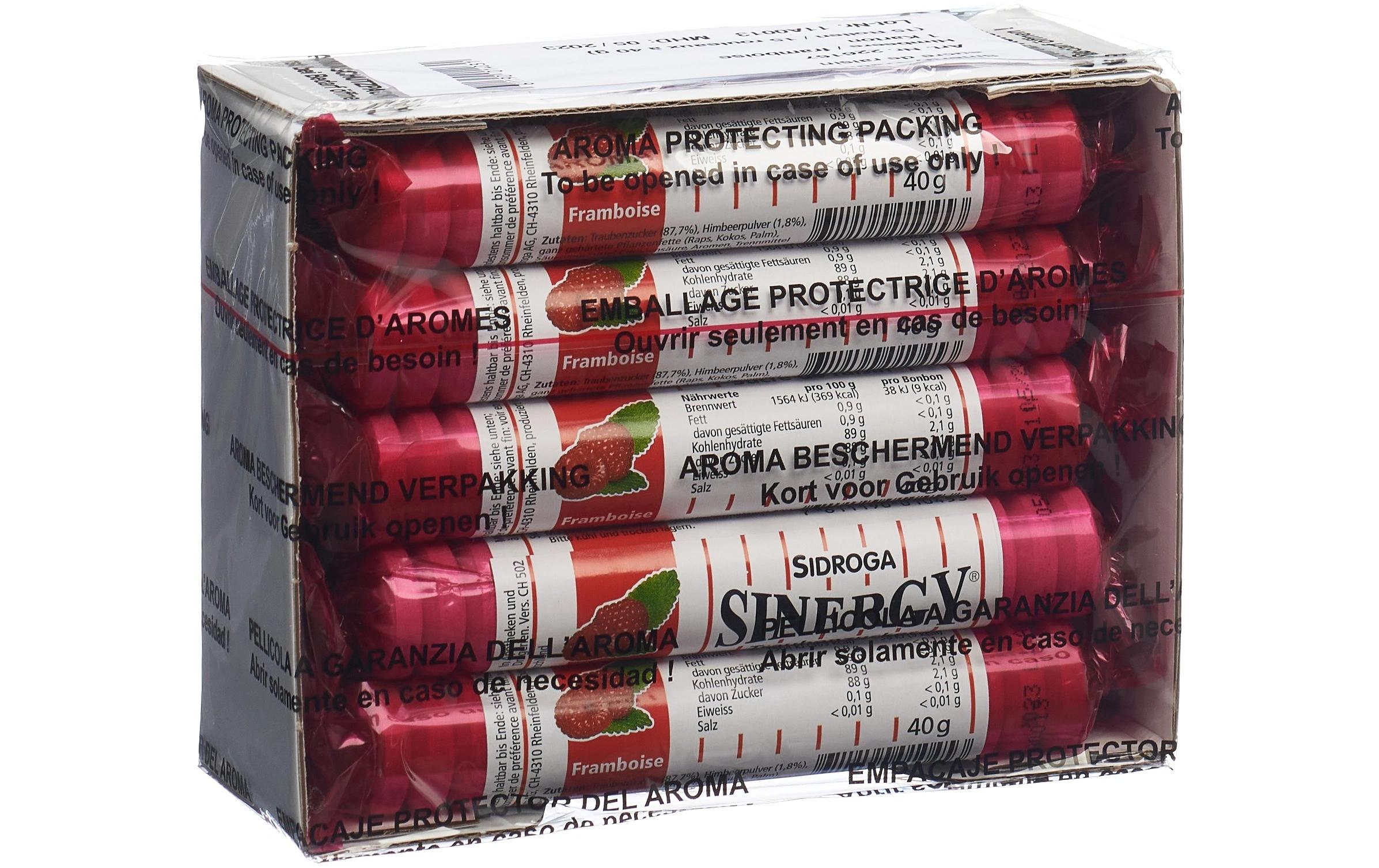 Sinergy Traubenzucker – Himbeere – 15 × 40 g
