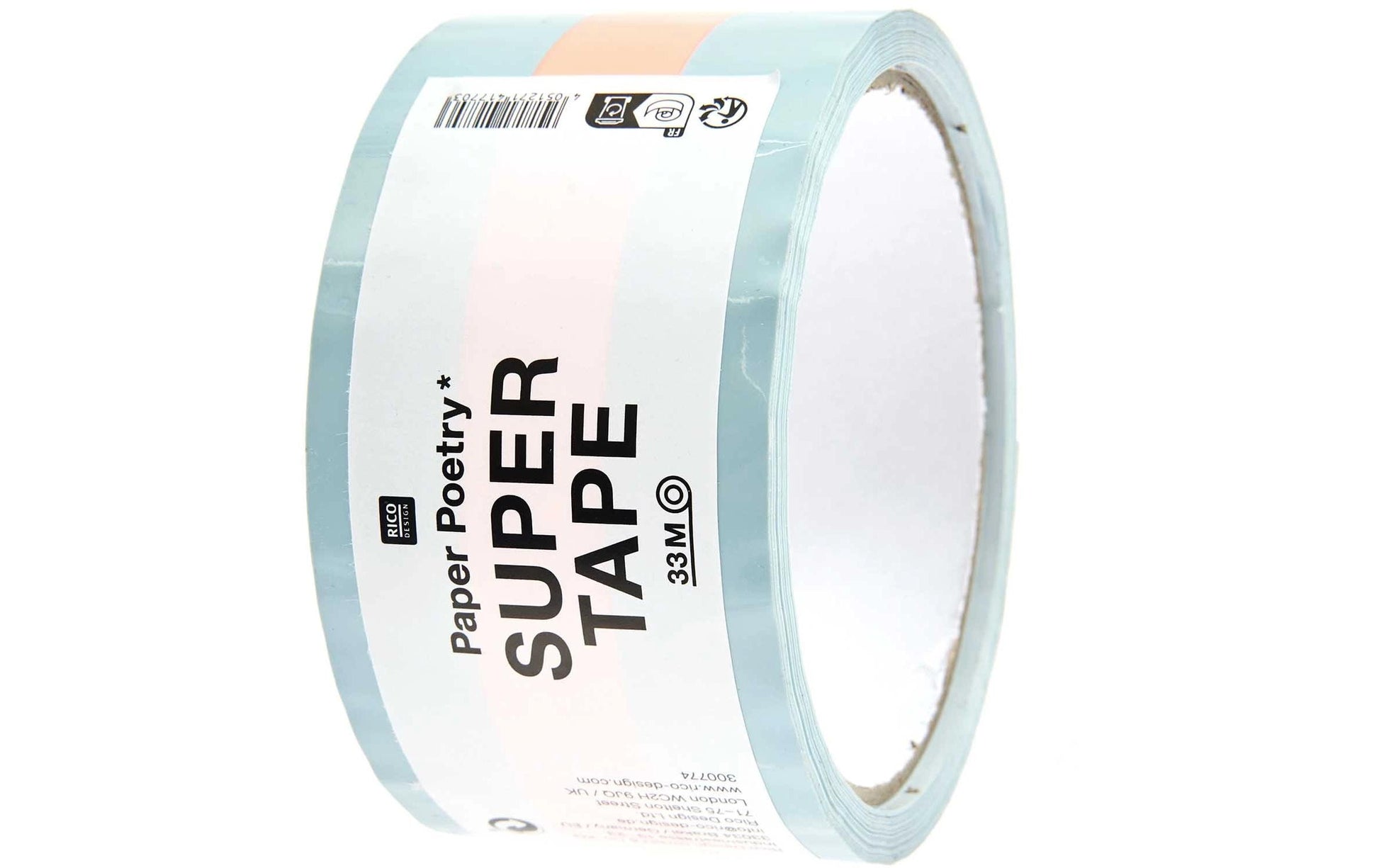 Rico Design Verpackungsklebeband, Papier, Hellblau, Orange, Muster – 50 mm × 32 m – 1 Stück