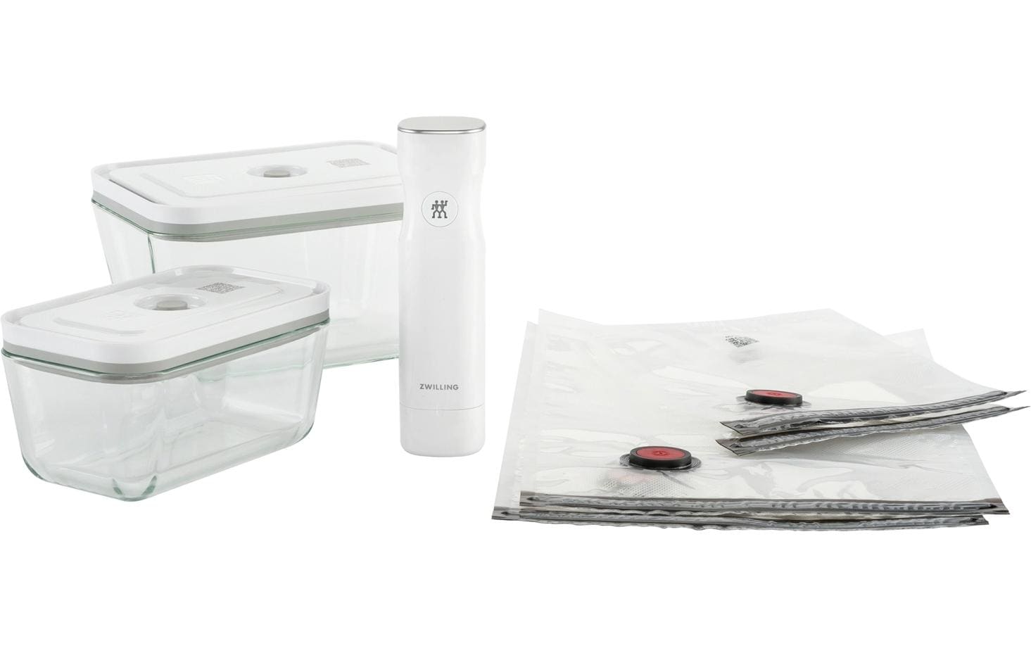 ZWILLING Vakuumbehälter-Set GlasBox M/L – 4 l Gesamt, 7 Stk., Glas, Weiss