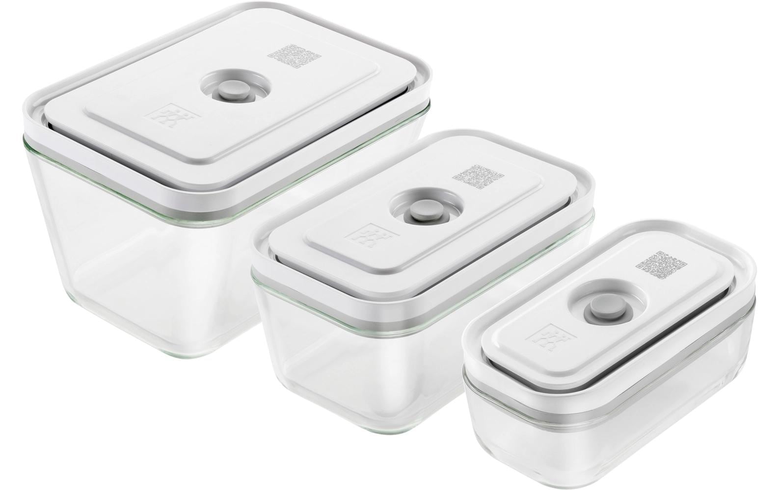 ZWILLING Vakuumbox Glas Fresh & Save – 350 ml, 750 ml, 1,6 l, für Vakuumierer, 3 Stk., Glas, Transparent