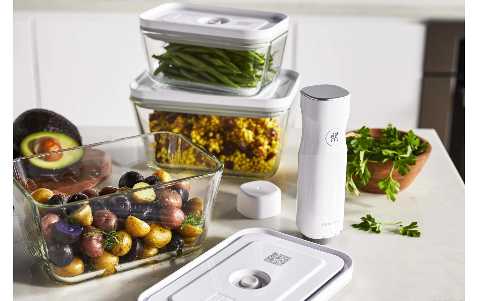 ZWILLING Vakuumbox Glas Fresh & Save – 350 ml, 750 ml, 1,6 l, für Vakuumierer, 3 Stk., Glas, Transparent