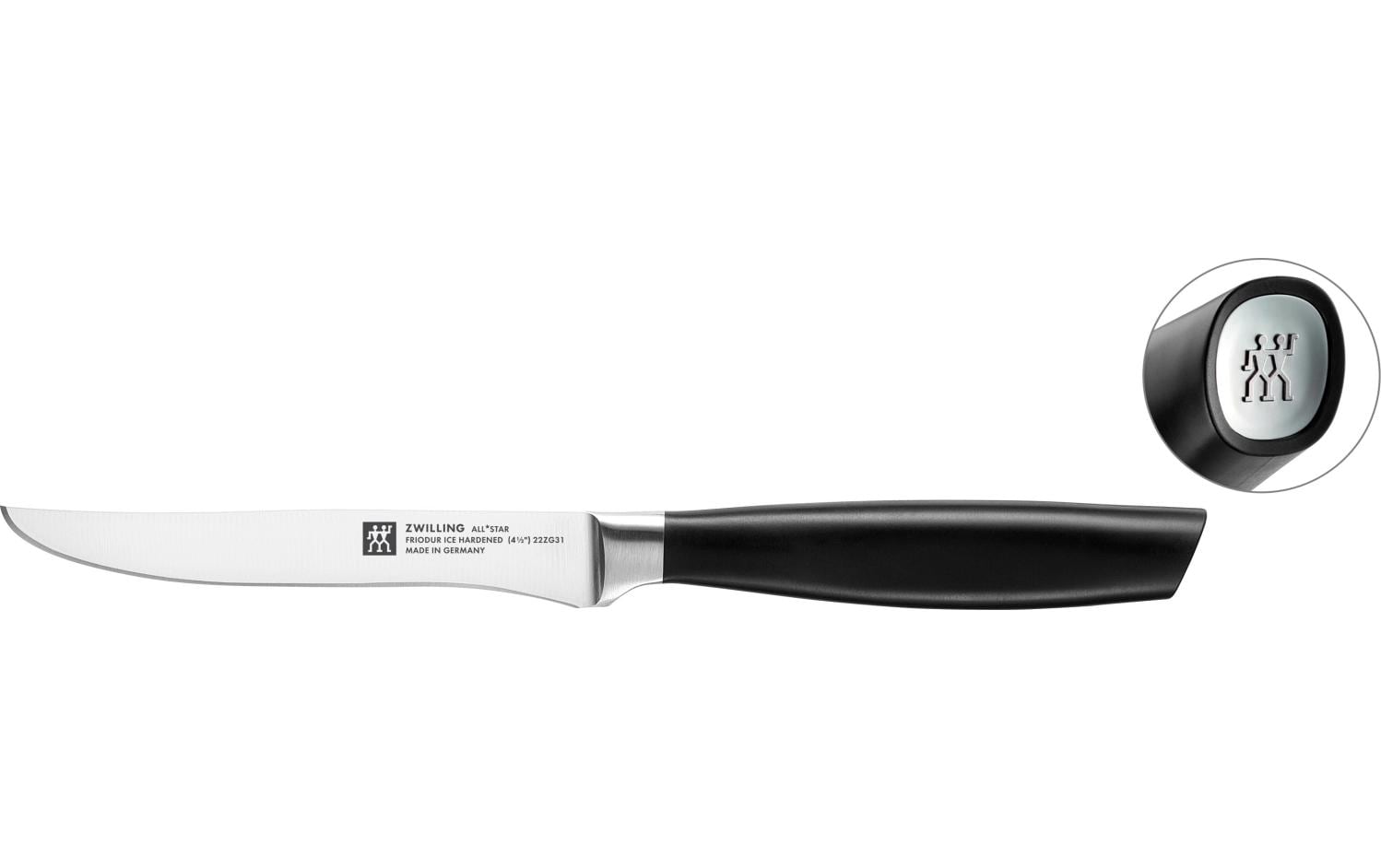 ZWILLING All Star Steakmesser – 12 cm, Glatter Schliff, Edelstahl, Kunststoffgriff, Schwarz