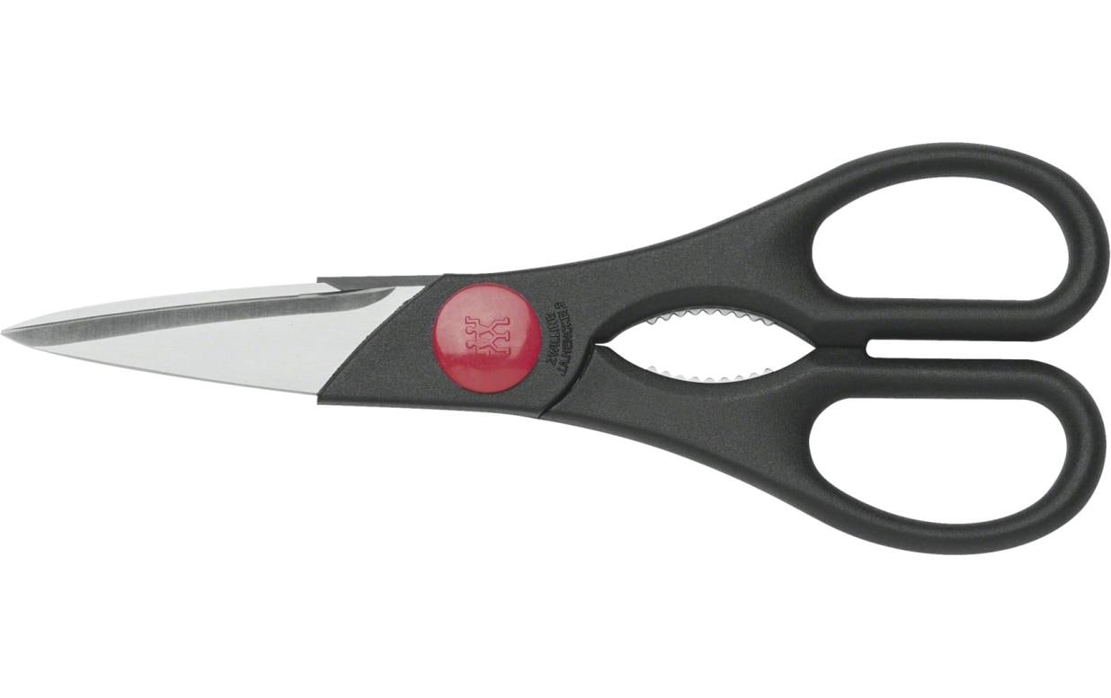 ZWILLING Küchenschere 20 cm, Edelstahl/Kunststoff, Schwarz, mit Flaschenöffner, gezahnte Klinge
