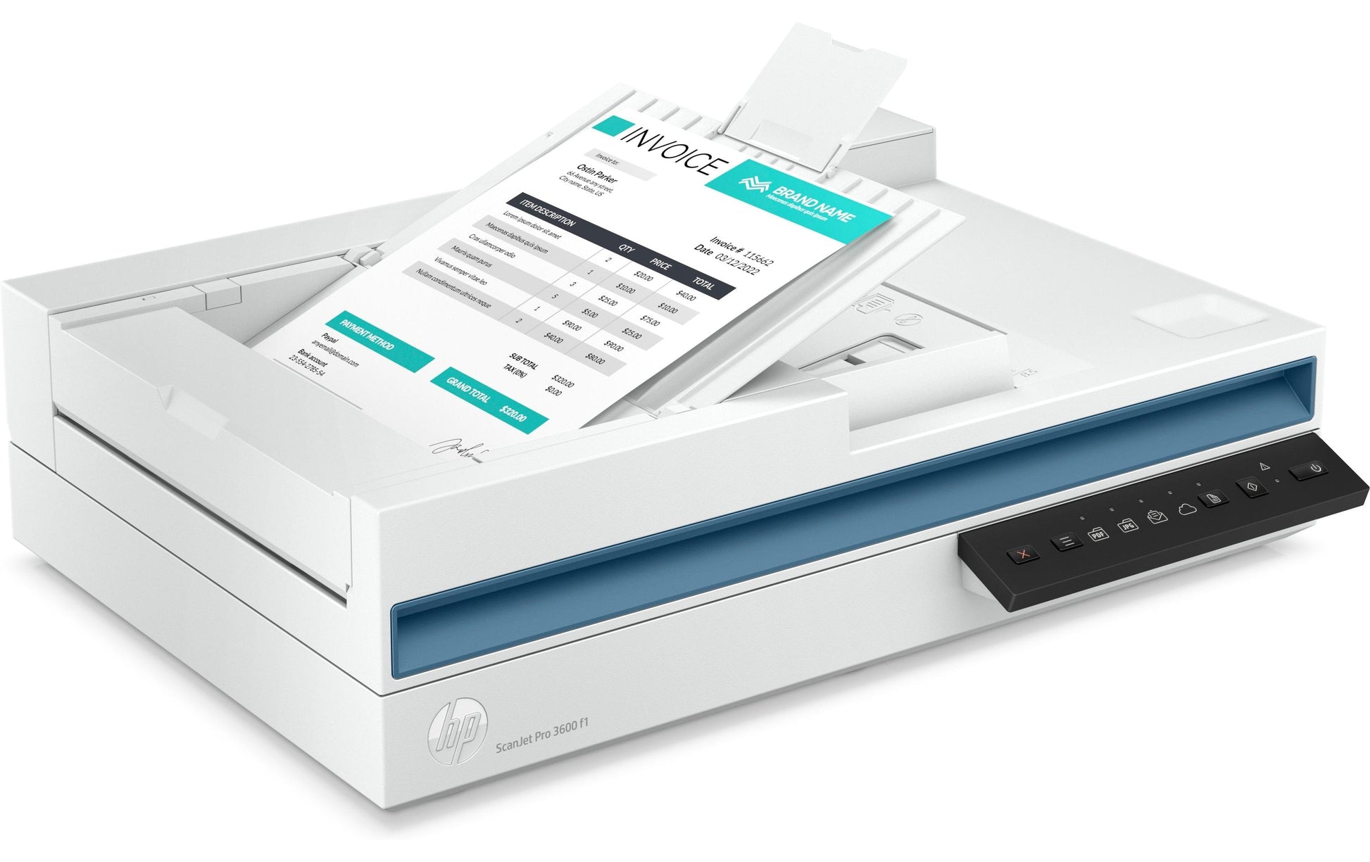 HP ScanJet Pro 3600 F1 – Flachbett + ADF, A4, Duplex, 30 Seiten pro Minute, ADF 60 Blatt, USB, 1'200 dpi