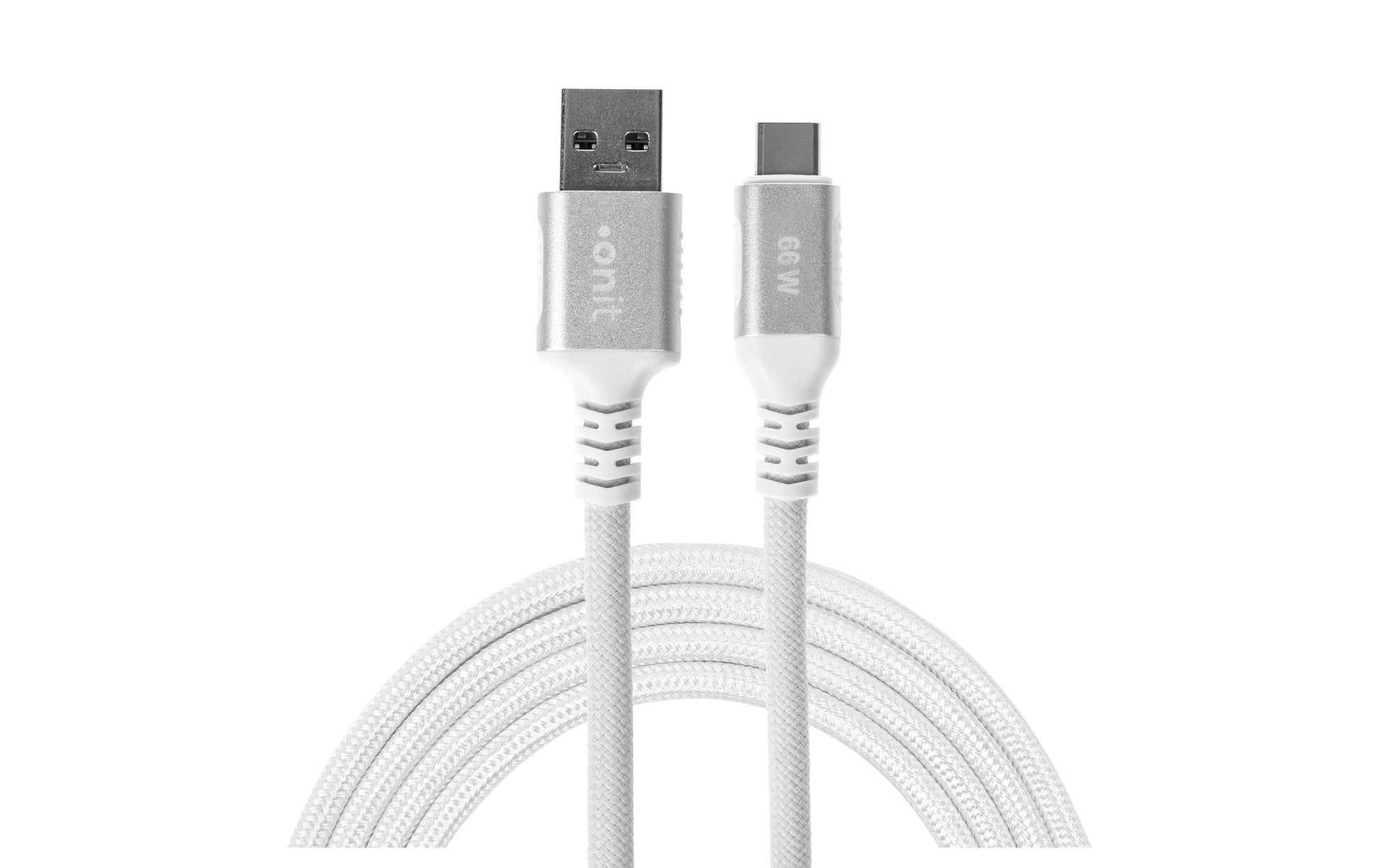 ONIT USB-A auf USB-C Kabel – USB 3.2 Gen 2 (10 Gbit/s) – 2 m – PD 66 W – Textilmantel – Weiss
