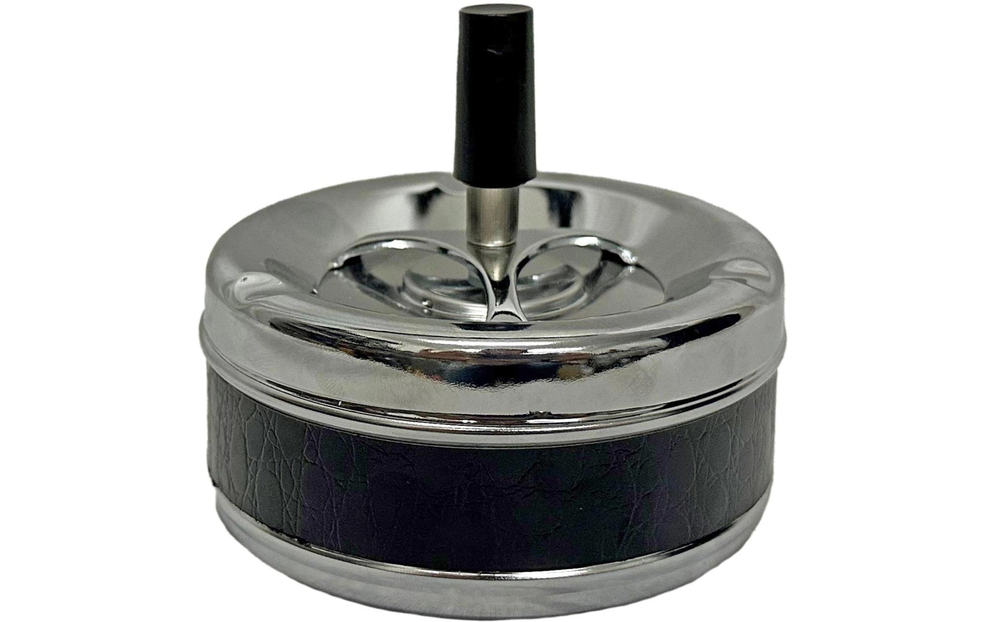 Dameco Aschenbecher – Ø 11 × 10 cm – Kunstleder & Metall, Schwarz