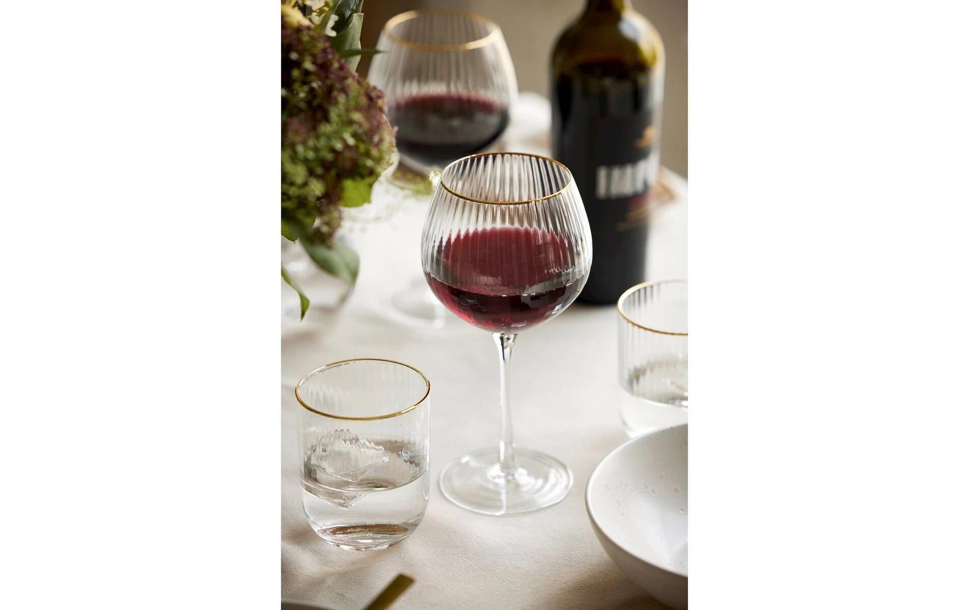 Lyngby Glas Trinkglas Palermo – 4er Set, 350 ml, Glas, Transparent/Gold