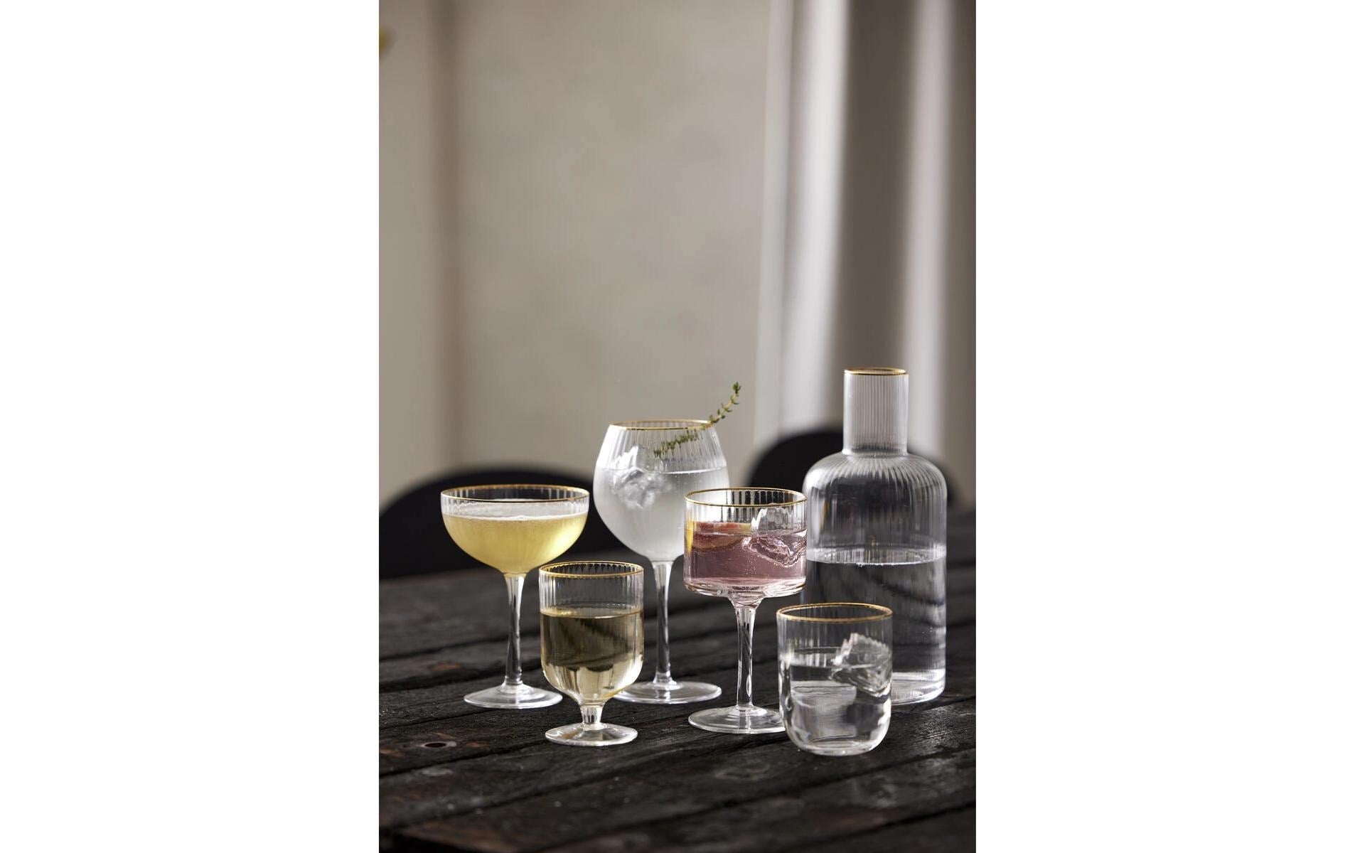 Lyngby Glas Trinkglas Palermo – 4er Set, 350 ml, Glas, Transparent/Gold