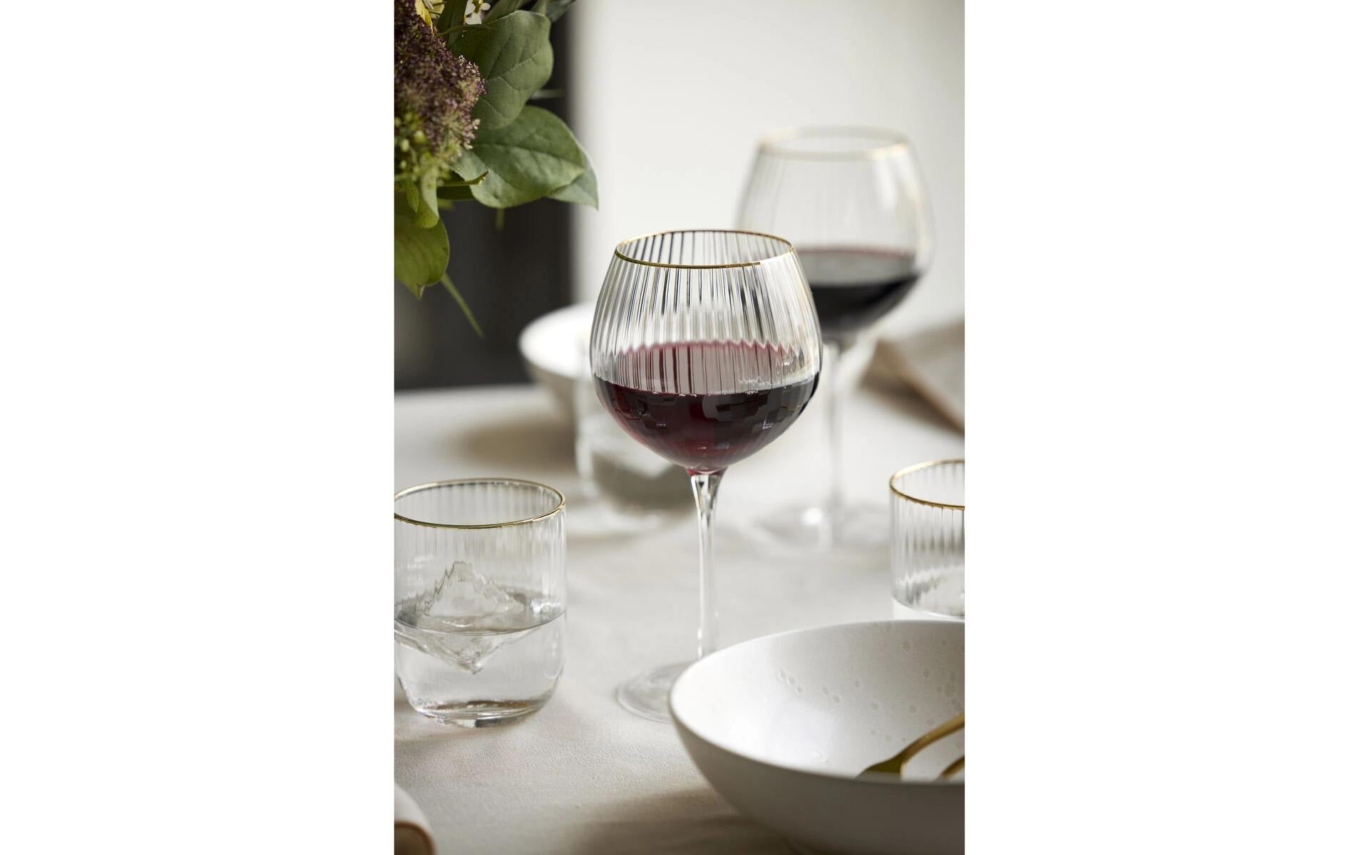 Lyngby Glas Trinkglas Palermo – 4er Set, 350 ml, Glas, Transparent/Gold