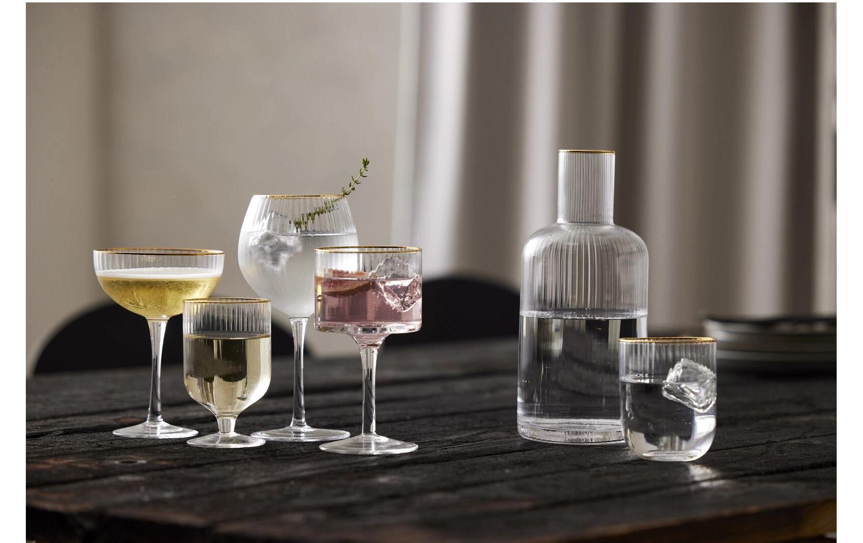 Lyngby Glas Trinkglas Palermo – 4er Set, 350 ml, Glas, Transparent/Gold