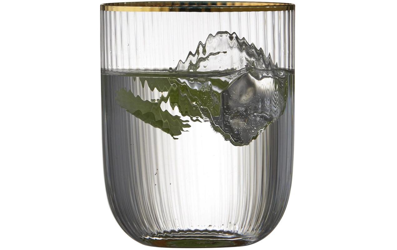 Lyngby Glas Trinkglas Palermo – 4er Set, 350 ml, Glas, Transparent/Gold