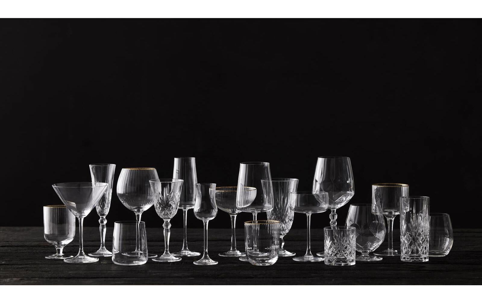 Lyngby Glas Trinkglas Palermo – 4er Set, 350 ml, Glas, Transparent/Gold