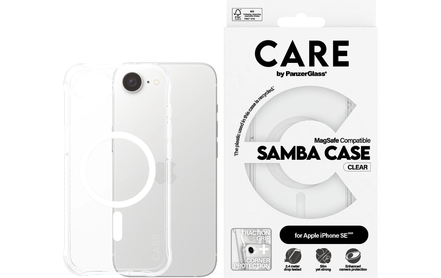 PanzerGlass CARE – Backcover Fashion Case Samba – für Apple iPhone 16e – transparent – TPU