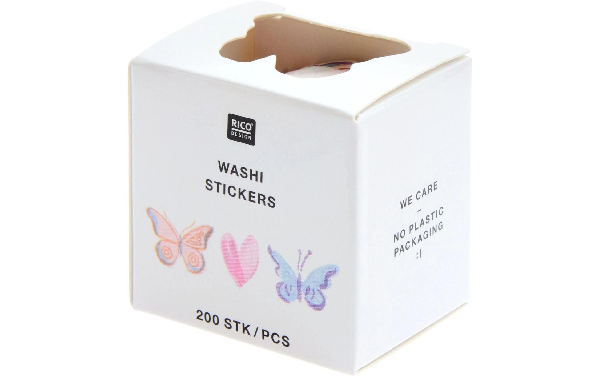 Rico Design Washi Sticker – 20 × 20 mm, Schmetterling, Mehrfarbig – 200 Sticker, Papier