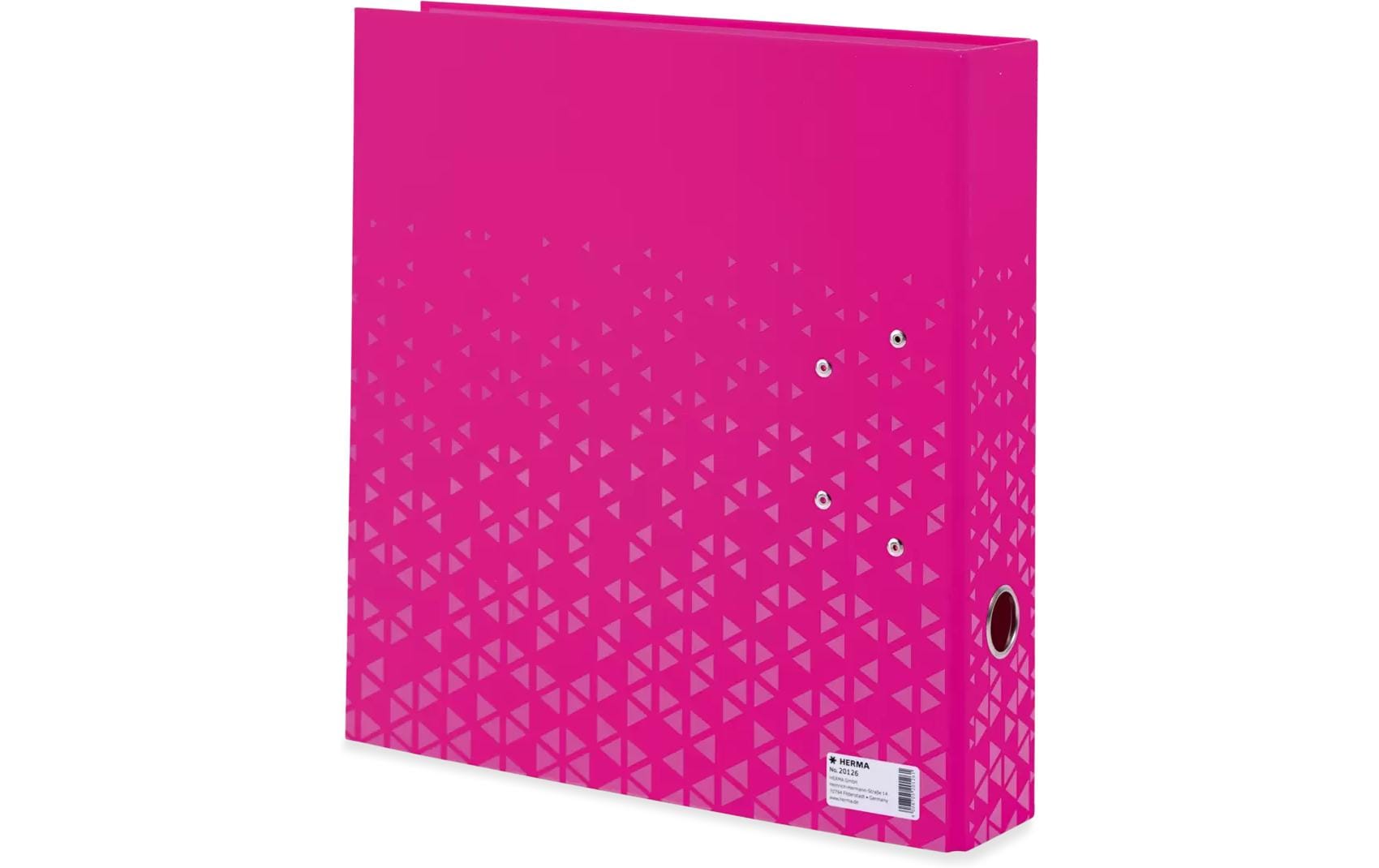 HERMA Ordner – A4 hoch – 2-Ring Hebelmechanik, Rücken 70 mm – pink, Karton, mit Niederhalter