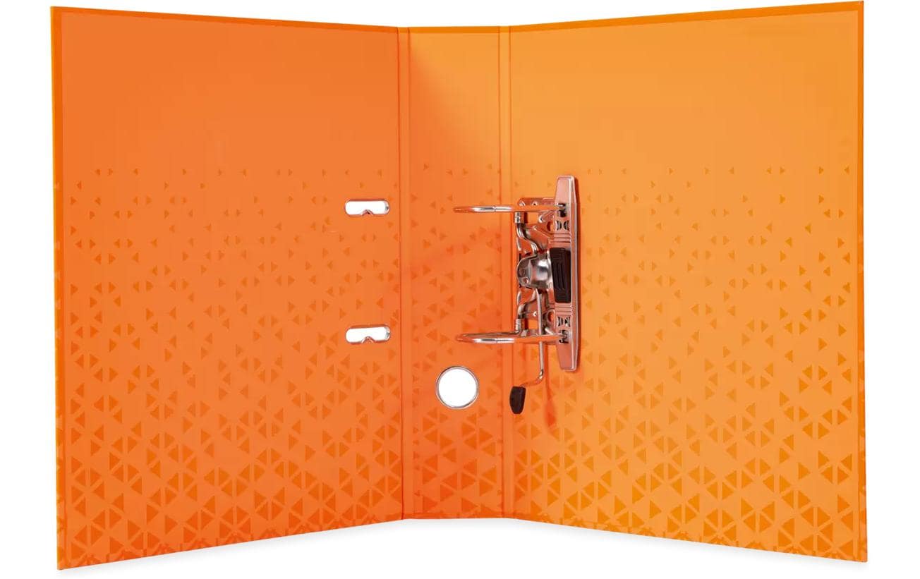 HERMA Ordner – A4 hoch – 2-Ring Hebelmechanik, Rücken 70 mm – orange, mit Niederhalter, mit Griffloch
