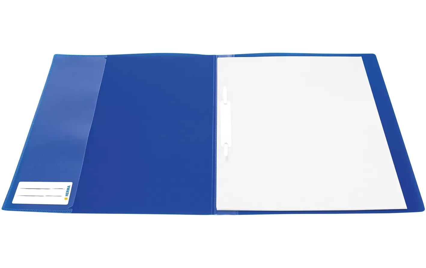 HERMA Schnellhefter für A4, Polypropylen (PP), Dunkelblau – mit Sichttasche, Beschriftungsstreifen – 1 Stk
