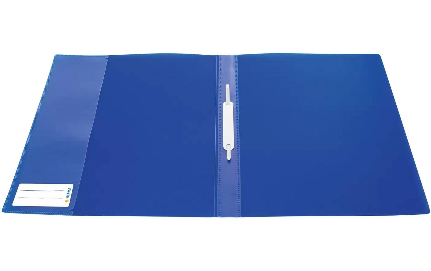 HERMA Schnellhefter für A4, Polypropylen (PP), Dunkelblau – mit Sichttasche, Beschriftungsstreifen – 1 Stk