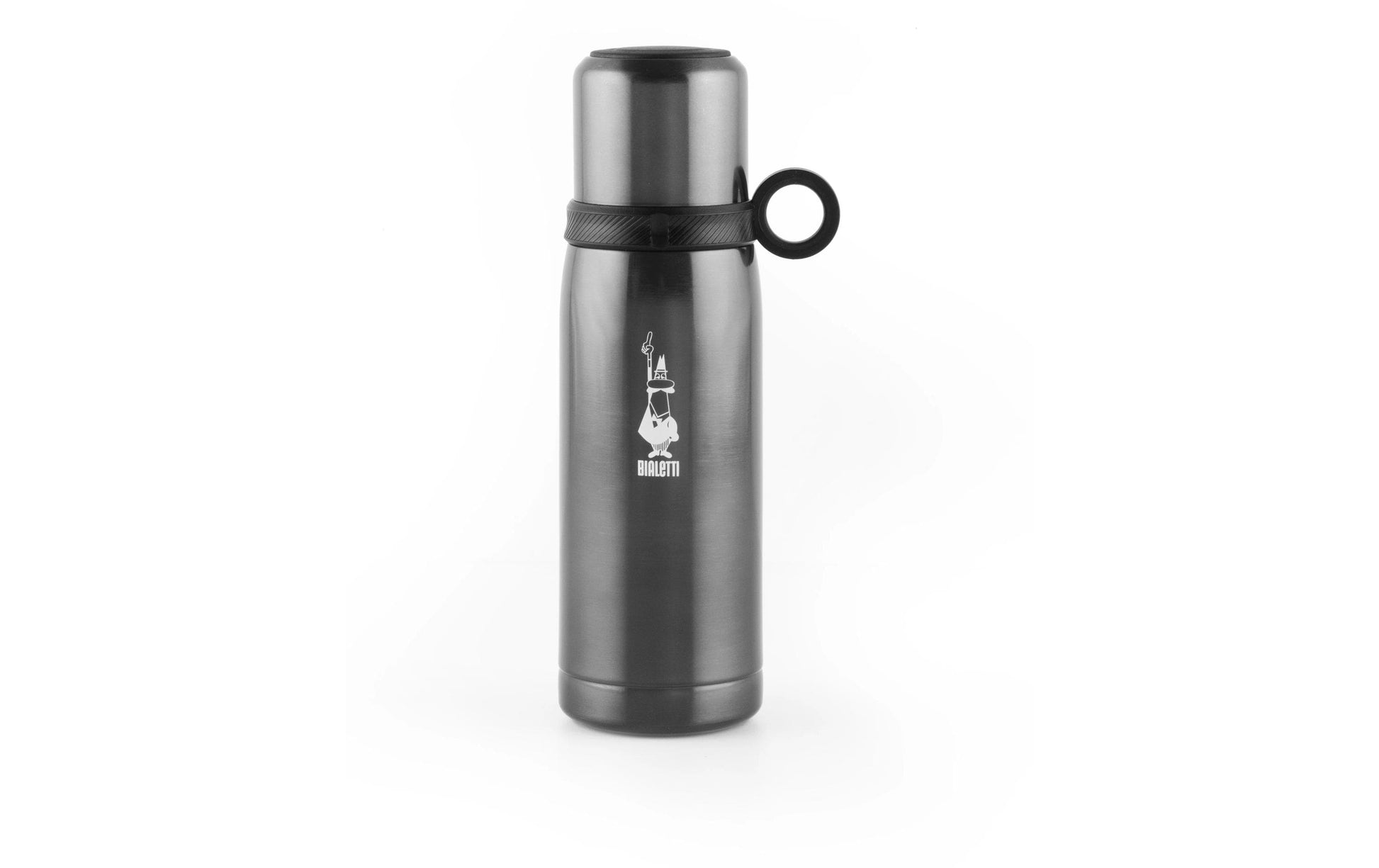 Bialetti Thermoskanne 460 ml – Doppelwandig 12 h heiss/24 h kalt, Innen Porzellan, Grau