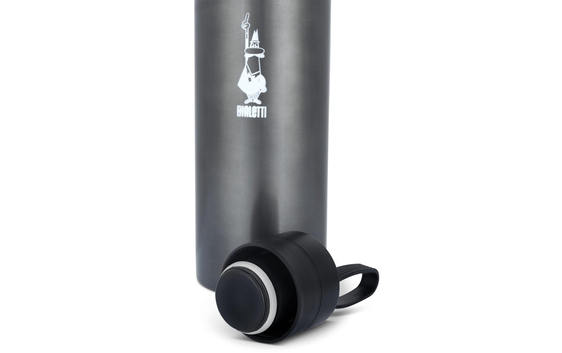 Bialetti Isolierflasche 750 ml – doppelwandig 12 h heiss/24 h kalt, Innen Porzellan, Grau