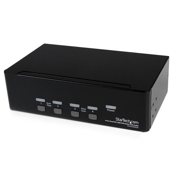 StarTech.com 4-Port Dual-View DVI-I KVM-Switch – 2048 × 1536, USB 2.0-Hub, Audio