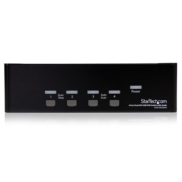 StarTech.com 4-Port Dual-View DVI-I KVM-Switch – 2048 × 1536, USB 2.0-Hub, Audio