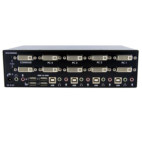 StarTech.com 4-Port Dual-View DVI-I KVM-Switch – 2048 × 1536, USB 2.0-Hub, Audio