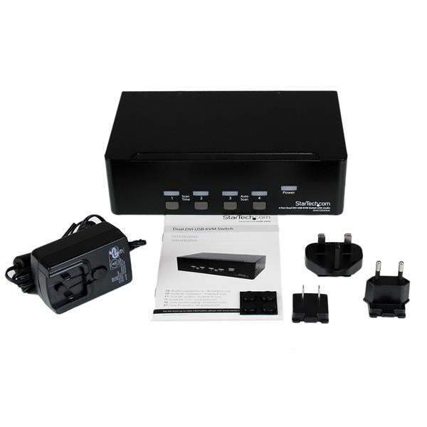StarTech.com 4-Port Dual-View DVI-I KVM-Switch – 2048 × 1536, USB 2.0-Hub, Audio