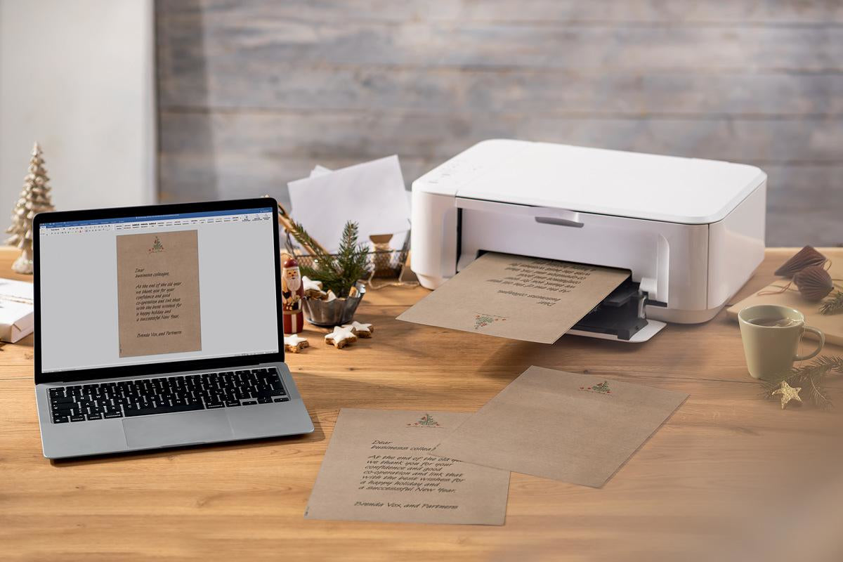 Sigel Motivpapier – A4, 100 g/m², Motiv: Weihnachten mit Äpfeln – für Inkjet, Laser, Kopierer – 100 Blatt