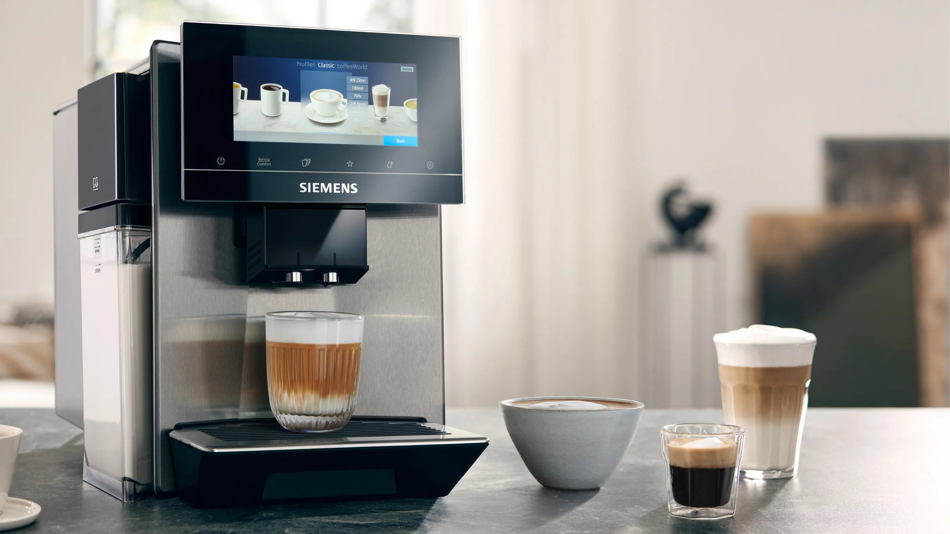 Siemens EQ900 TQ903DZ3 Kaffeevollautomat – 19 bar, 2,3 l, 410 g, Keramik-Mahlwerk, Edelstahl
