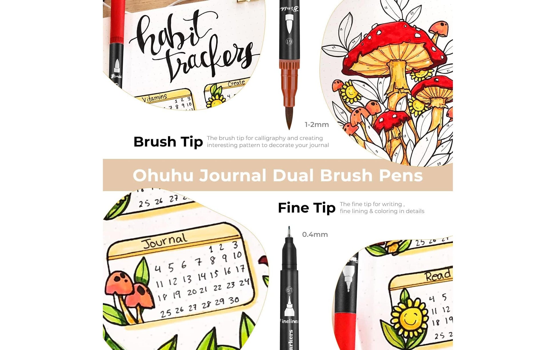 Ohuhu Maui Fineliner Set – 100 Stk., fein, sortiert