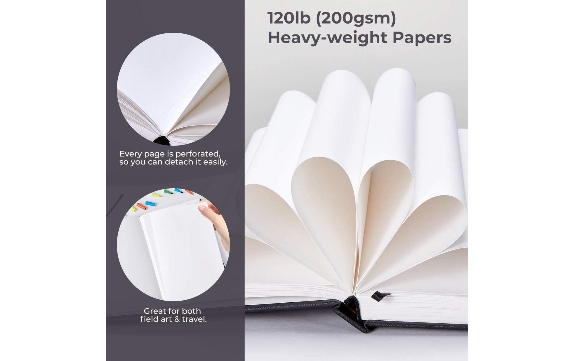 Ohuhu Malbuch – 21 × 21 cm – 200 g/m² – Hardcover – 78 Blatt – Weiss