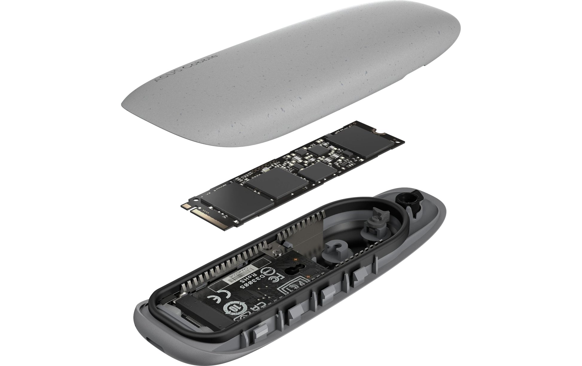 ASUS Cobble Grau – 1-Bay M.2 SSD-Gehäuse – USB 3.2 Gen 2 Typ-C, PCIe NVMe, für M.2 42/60/80 mm