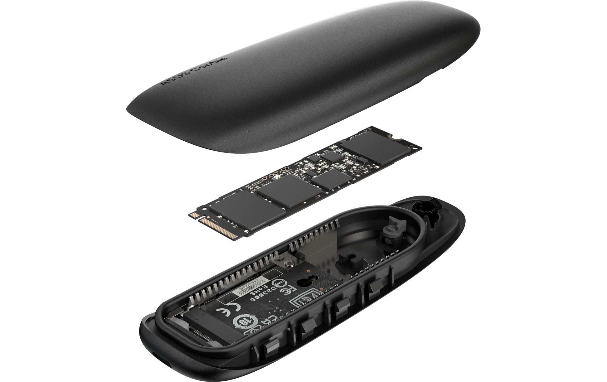 ASUS COBBLE Black – 1-Bay SSD-Gehäuse – USB-C 3,2 Gen 2, für M.2 42/60/80 mm, NVMe/SATA