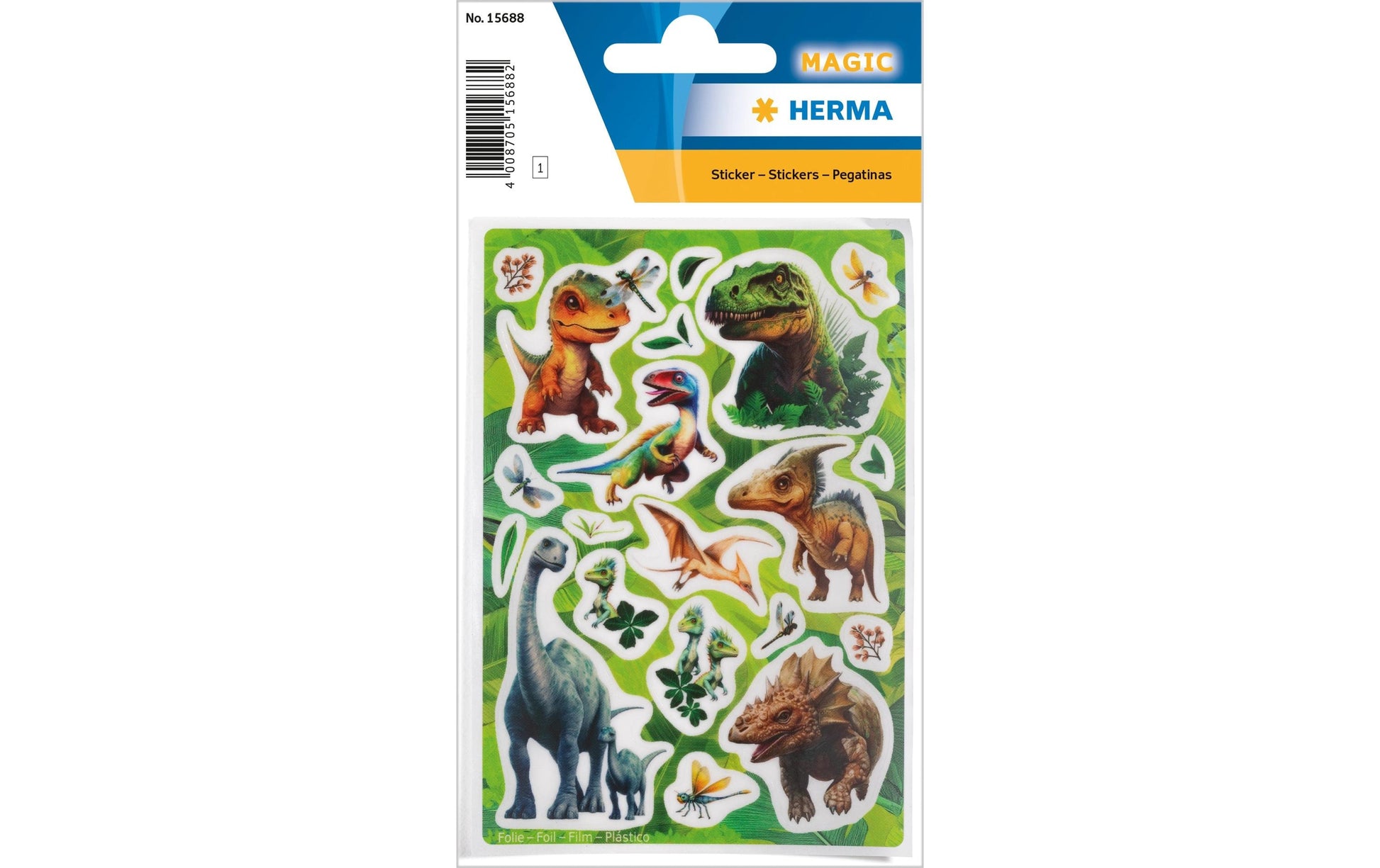 HERMA Schmucketiketten Dino World – 20 Stück – permanent – mehrfarbig