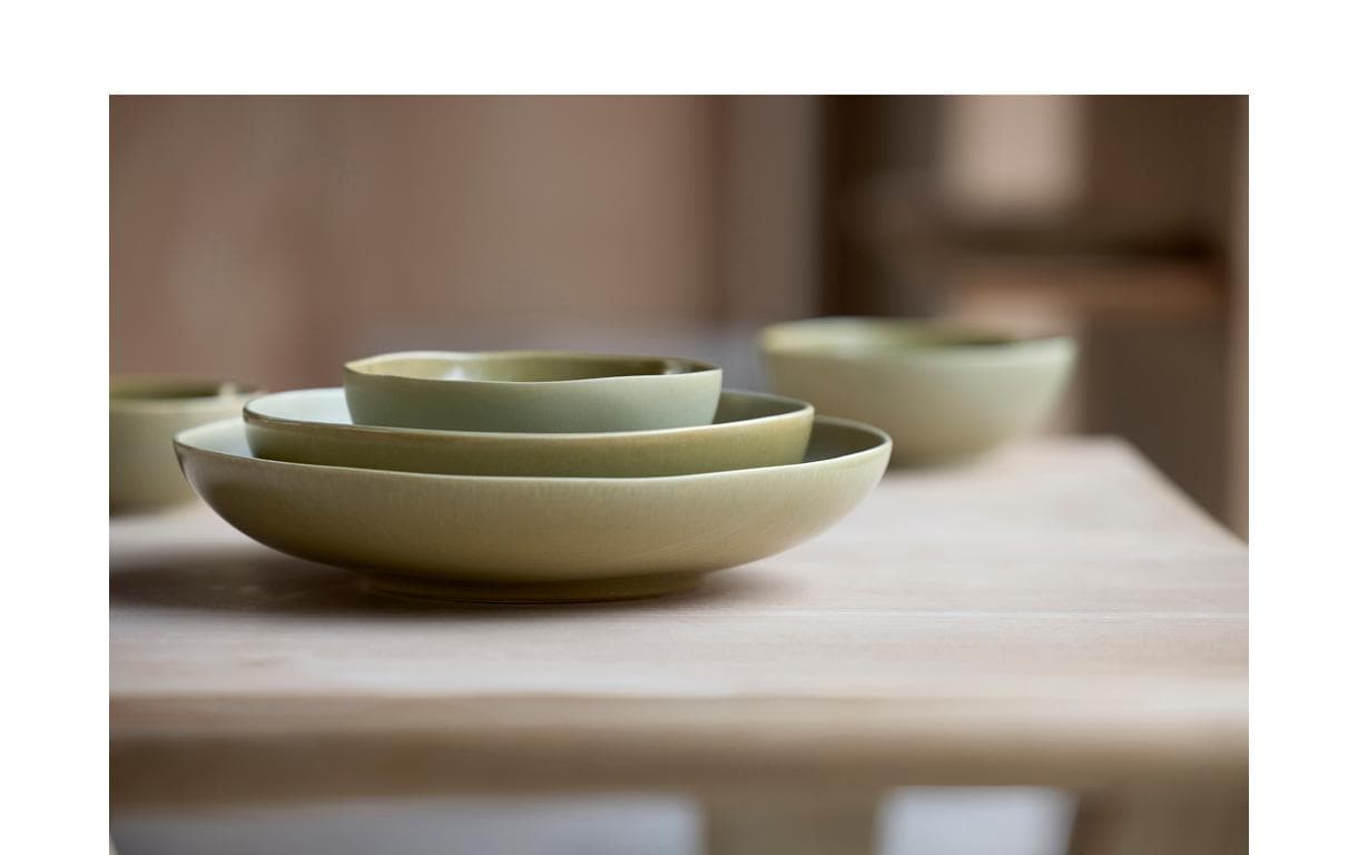 Villa Collection Salatschüssel Shoku – Ø 28 cm, H 6,0 cm, Steinzeug, Grün, spülmaschinenfest