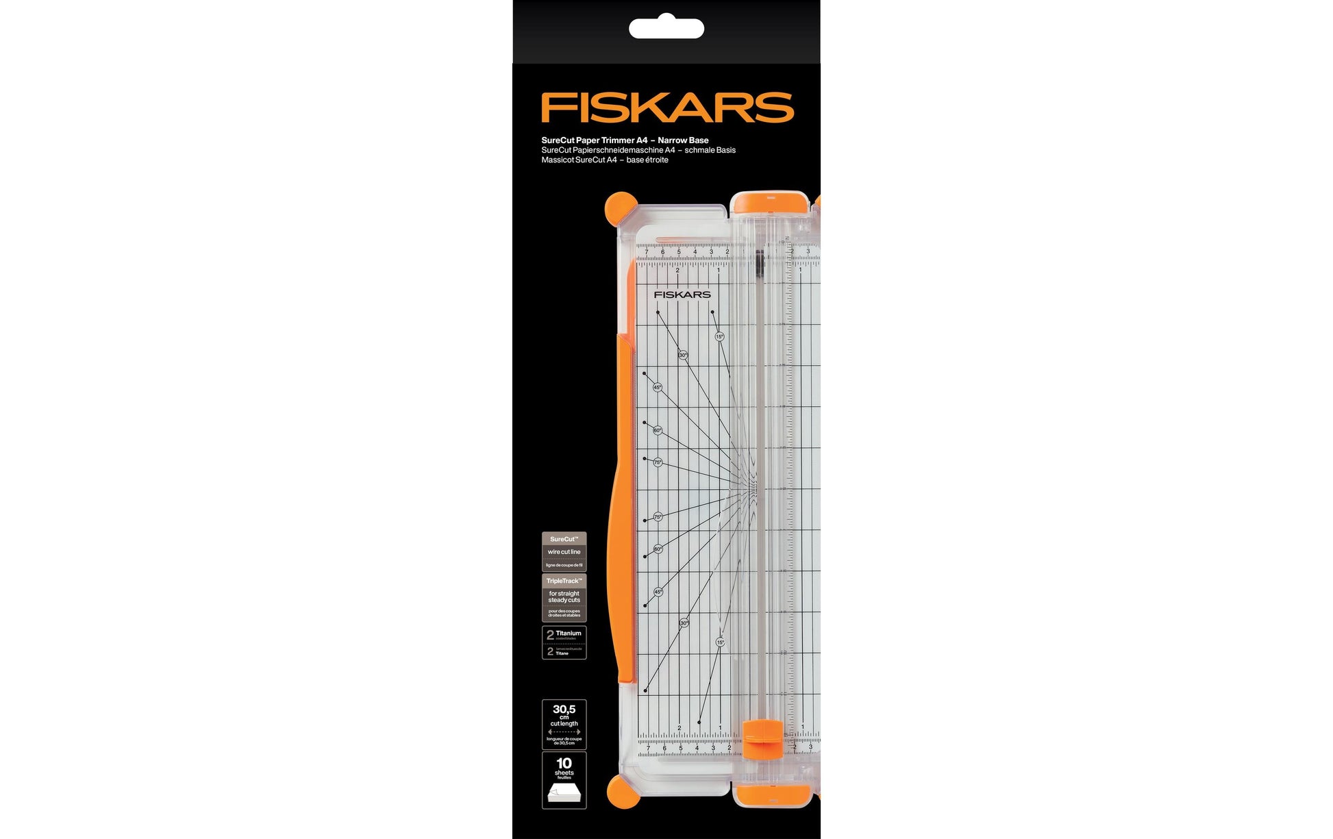 Fiskars 1077799 Papierschneider – Schnittlänge 30,5 cm, für A3/A4, 10 Blätter