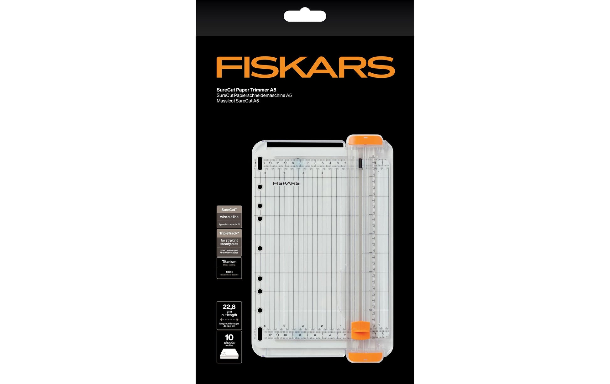 Fiskars Rollenschneider 1077798 – Schnittlänge 228 mm, bis A4, 10 Blatt