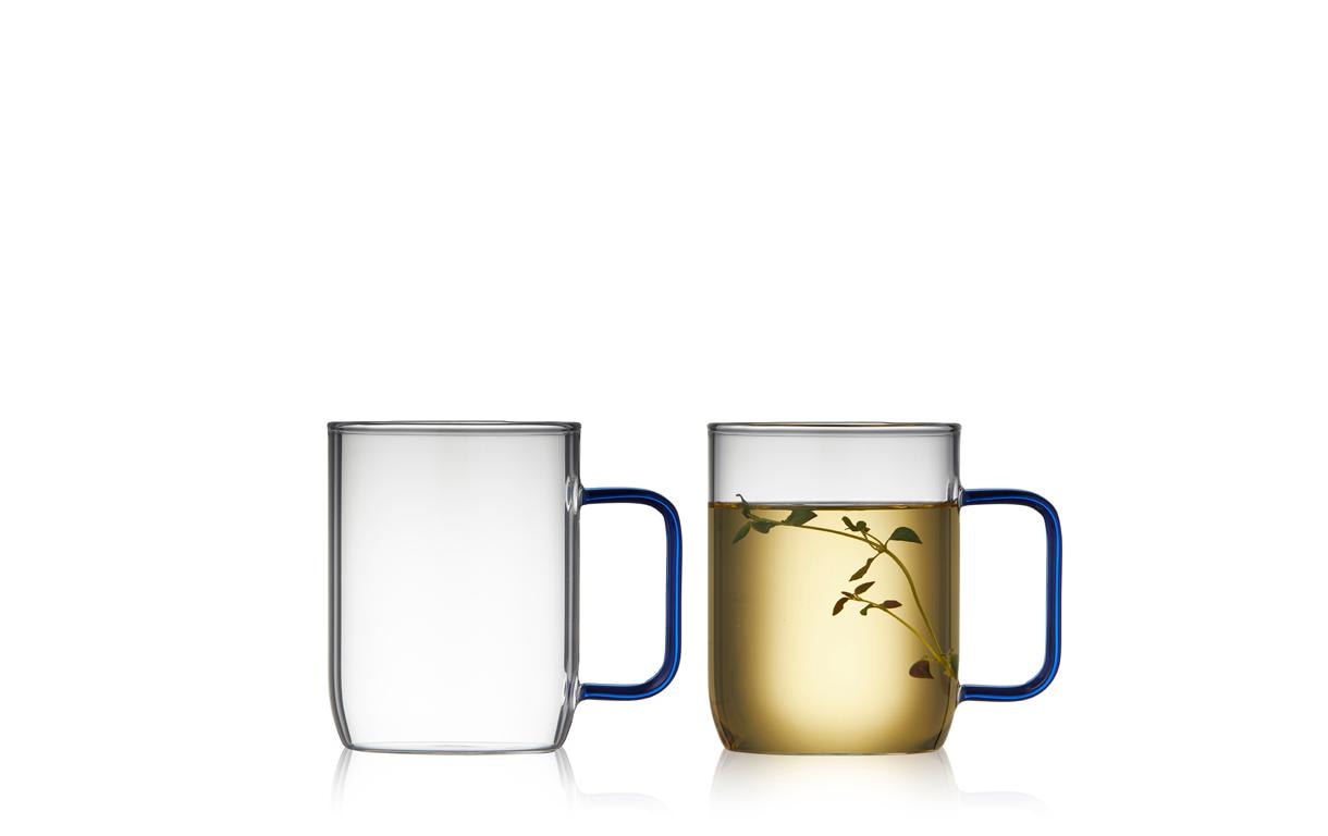 Lyngby Glas Lyngby Tasse Torino – 2er Set, 400 ml, Glas, Blau, spülmaschinenfest, mikrowellengeeignet