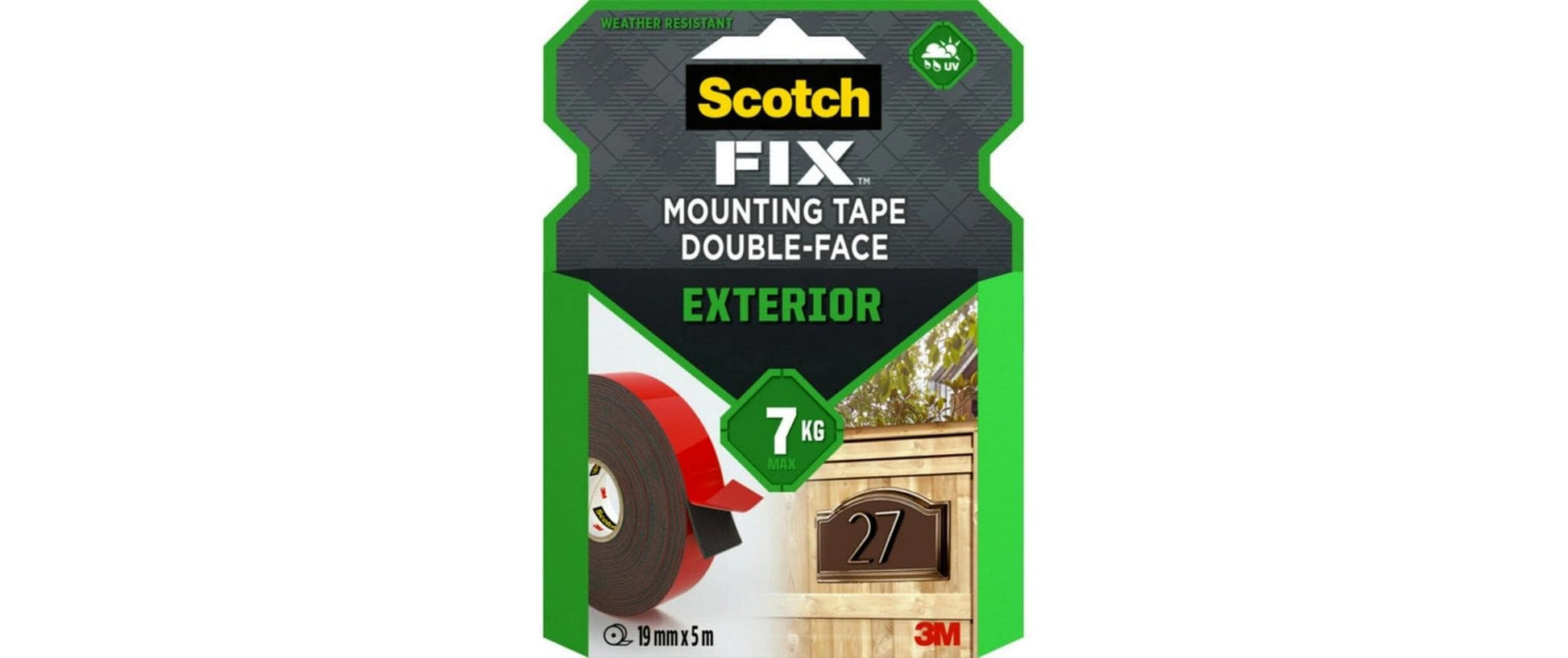 3M Montageband – 19 mm × 5 m, schwarz, für Aussen, UV-beständig