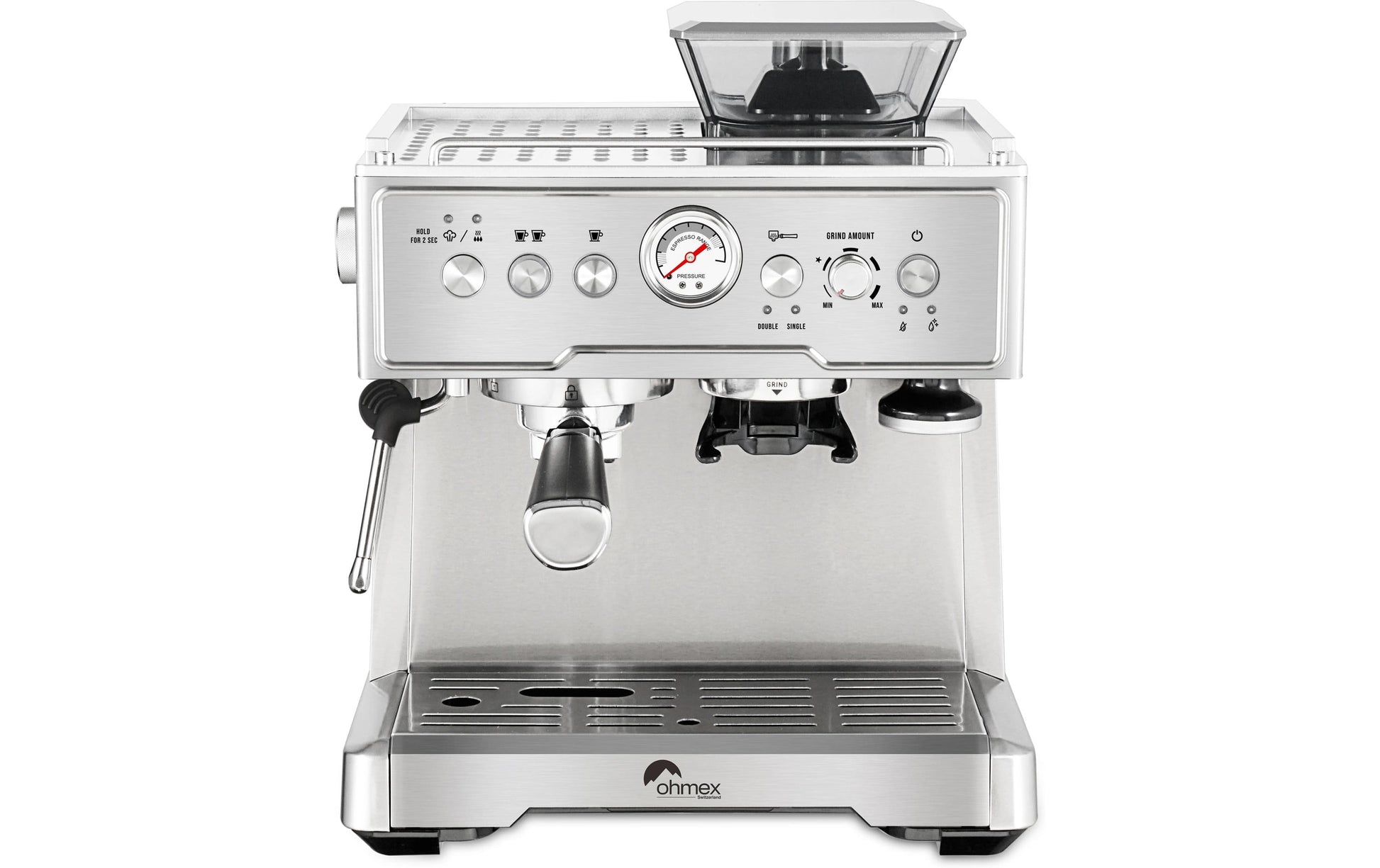 Ohmex OHM-XPS-7303 Espressomaschine (Siebträger) – 20 bar, 2,3 l, Milchschaumdüse, Edelstahl