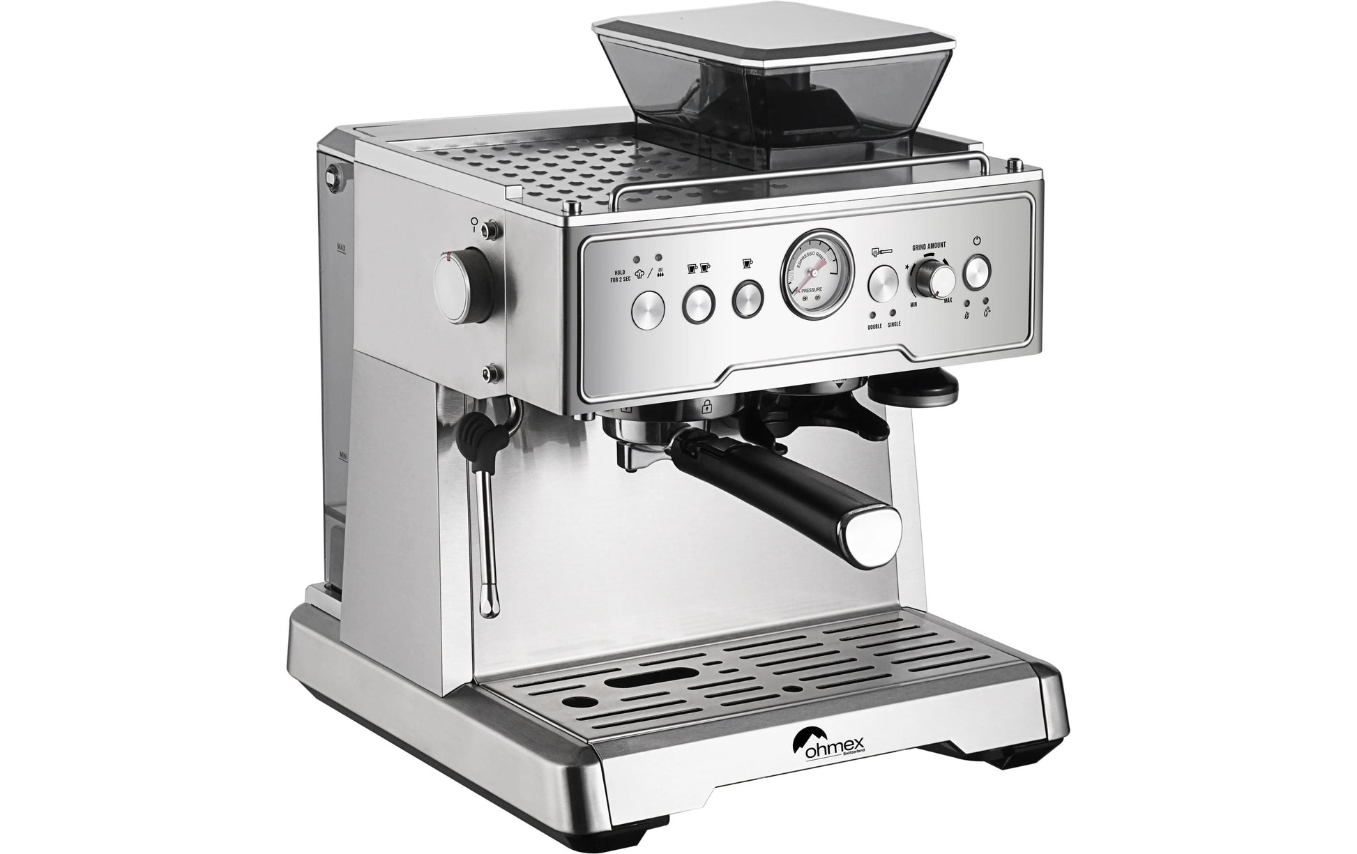 Ohmex OHM-XPS-7303 Espressomaschine (Siebträger) – 20 bar, 2,3 l, Milchschaumdüse, Edelstahl