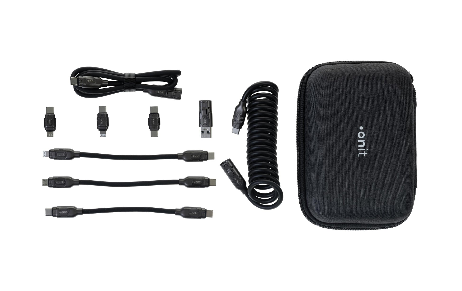 ONIT USB-Kabel, USB-A/USB-C zu USB-C/Lightning/Micro-USB, 2,6 m, Lade-/Datenkabel