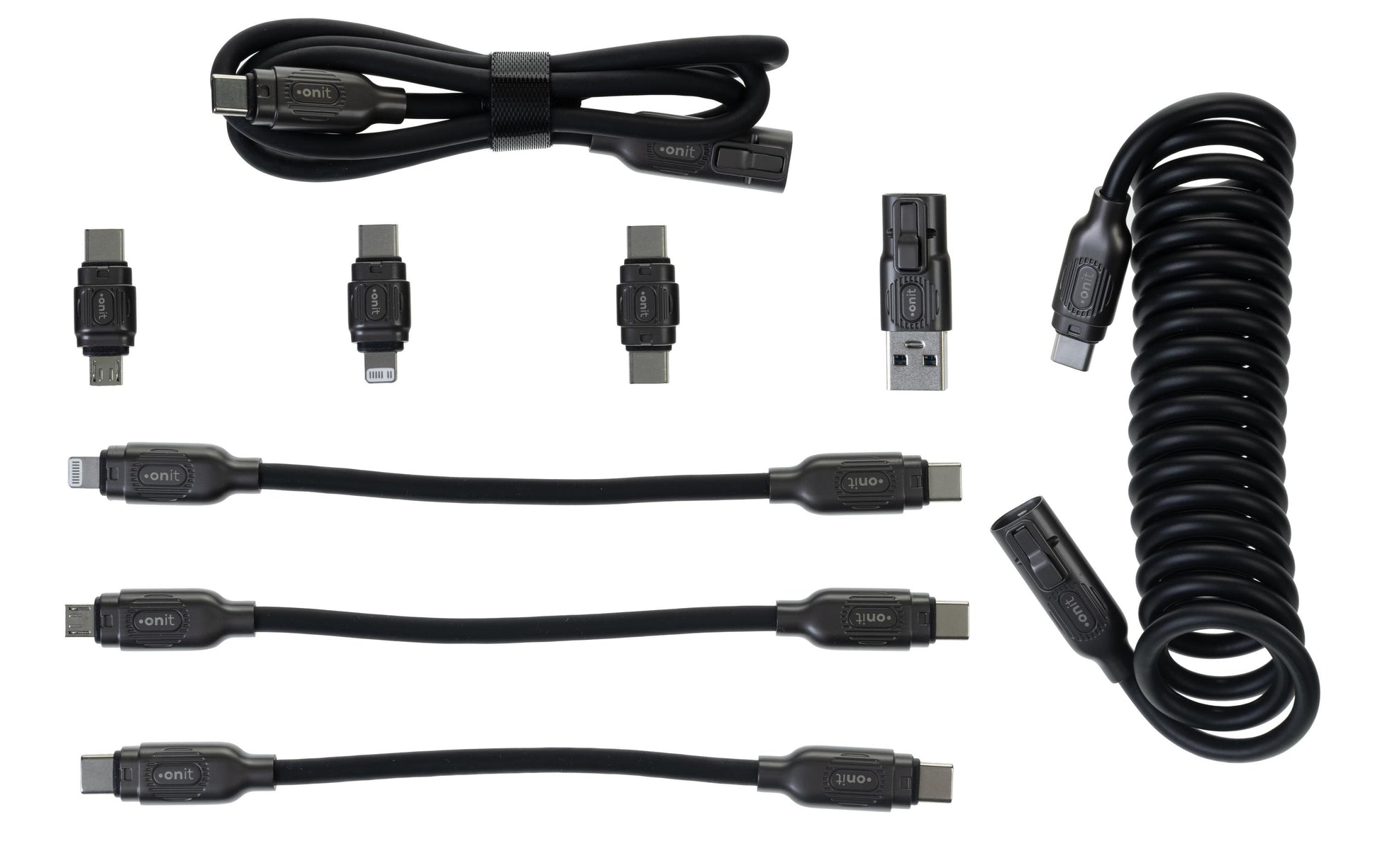 ONIT USB-Kabel, USB-A/USB-C zu USB-C/Lightning/Micro-USB, 2,6 m, Lade-/Datenkabel