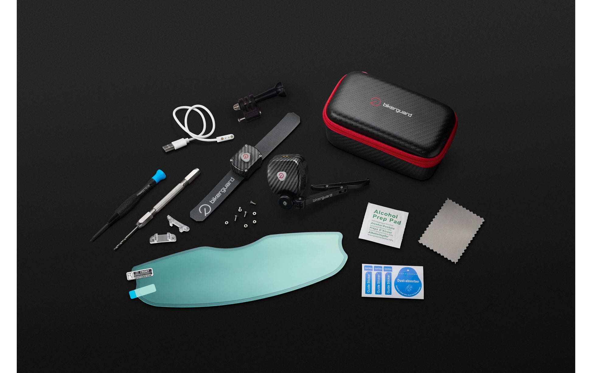 Bikerguard Visierwischer – Akku, Fernbedienung, Fixsystem, Front