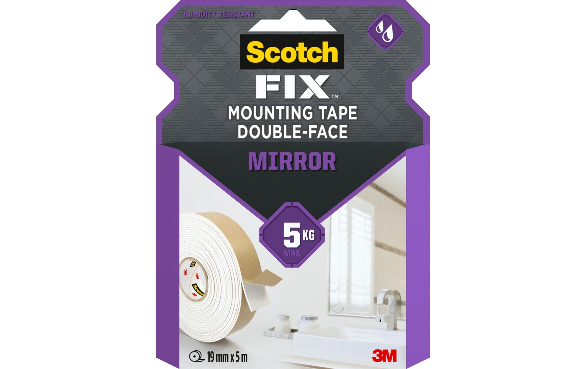 3M Montageband Spiegel – 19 mm × 5 m, weiss