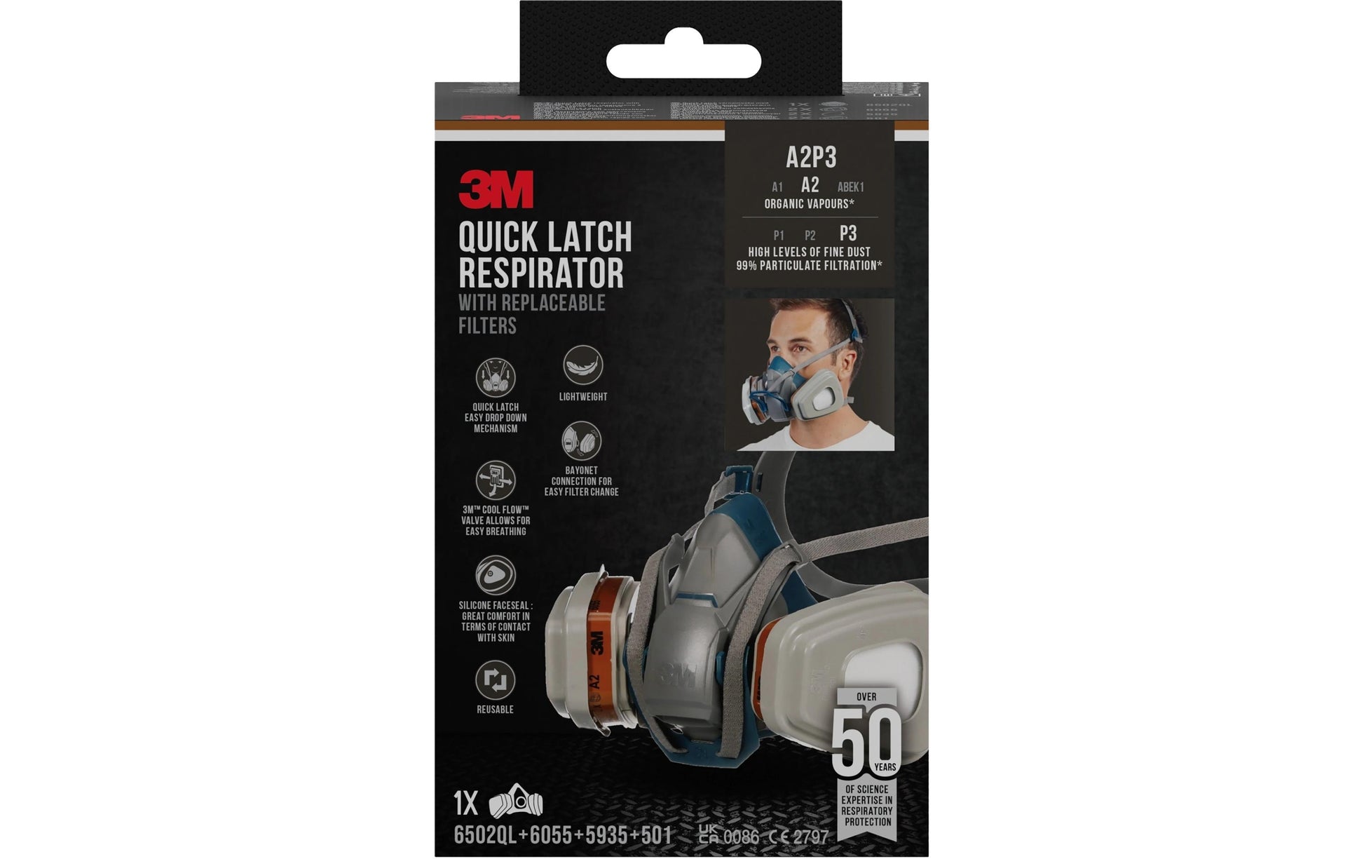 3M Halbmaske 6502QLKIT-1 Grau