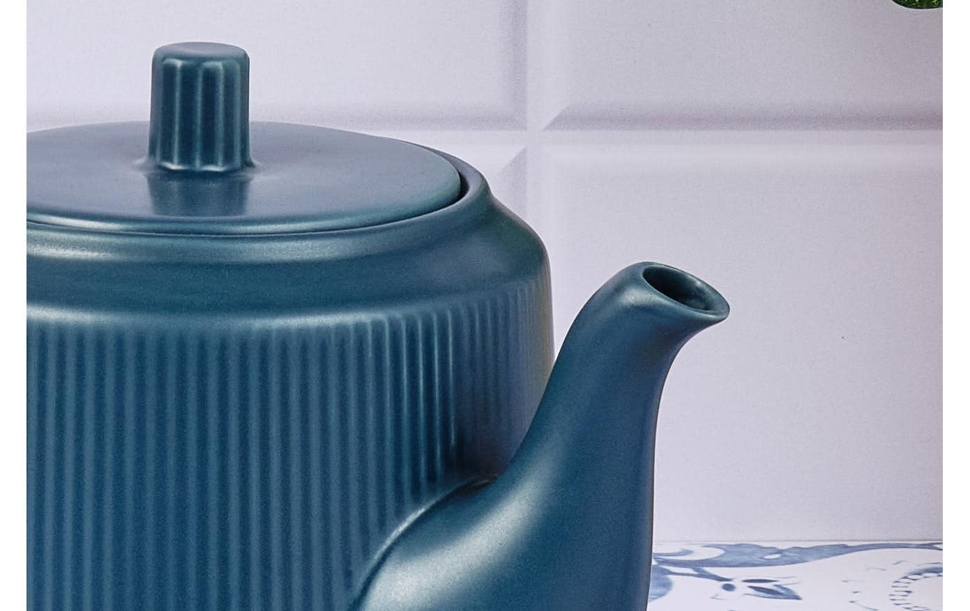 Björn SCANDI Teekanne – 1,3 l, Steinzeug, Marineblau