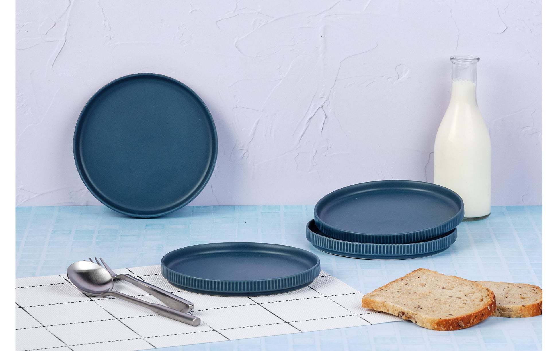 Björn SCANDI Frühstücksteller – Steinzeug, Marineblau, 4 Stück